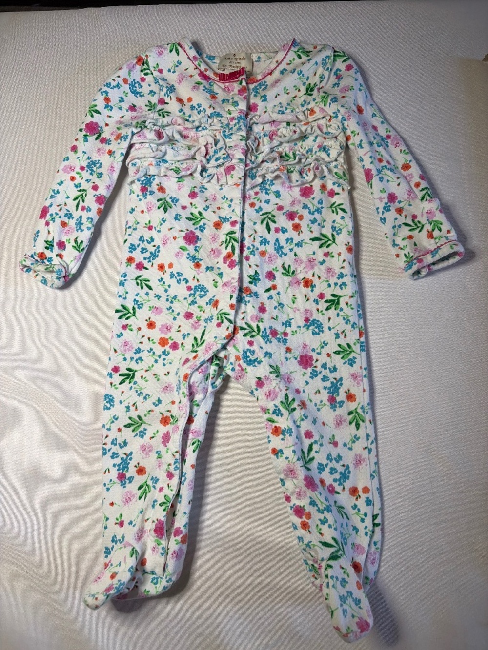 Kate Spade, Ruffle and Bow Floral One Piece Footie size 9m